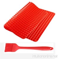 VOFO Silicone Baking Mat Healthy Cooking Baking Mat Non-stick  Pyramid Pan Silicone Baking Mat Set Silicone Mould Oven Baking Tray with BBQ Brush Red - B01MS1SPHA